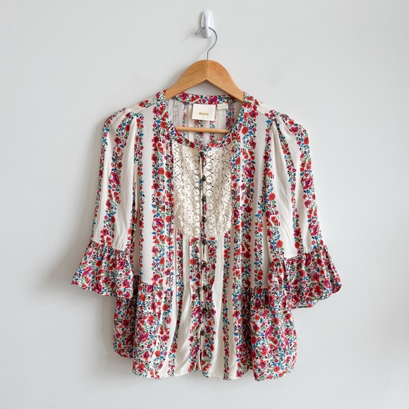 ANTHROPOLOGIE • Maeve Hiver Floral Blouse - Picture 2 of 11